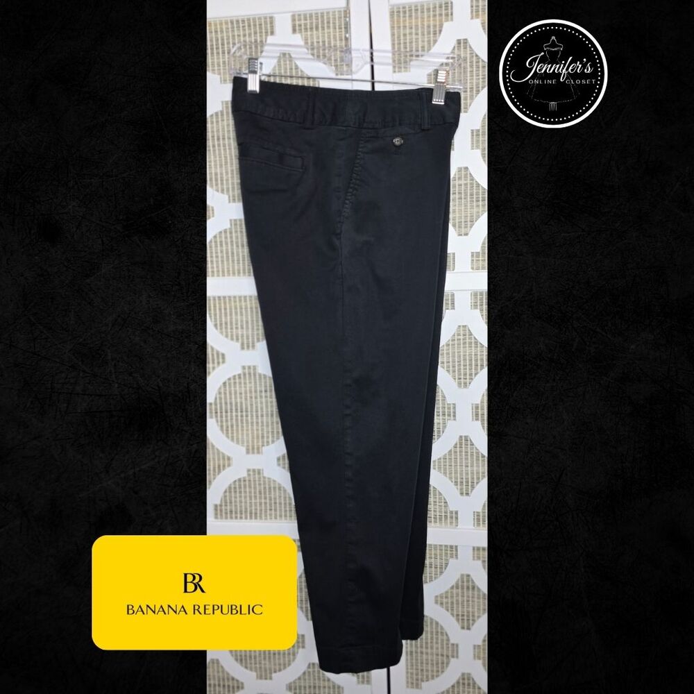 Banana Republic Women's Black Stretch Satin Washed Cropped Pants Size 8